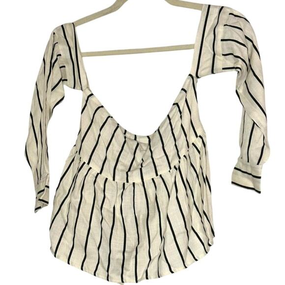 **NWT** Lost Ink – Striped Bardot Top – Ivory/Black Stripe – XS - Picture 5 of 7